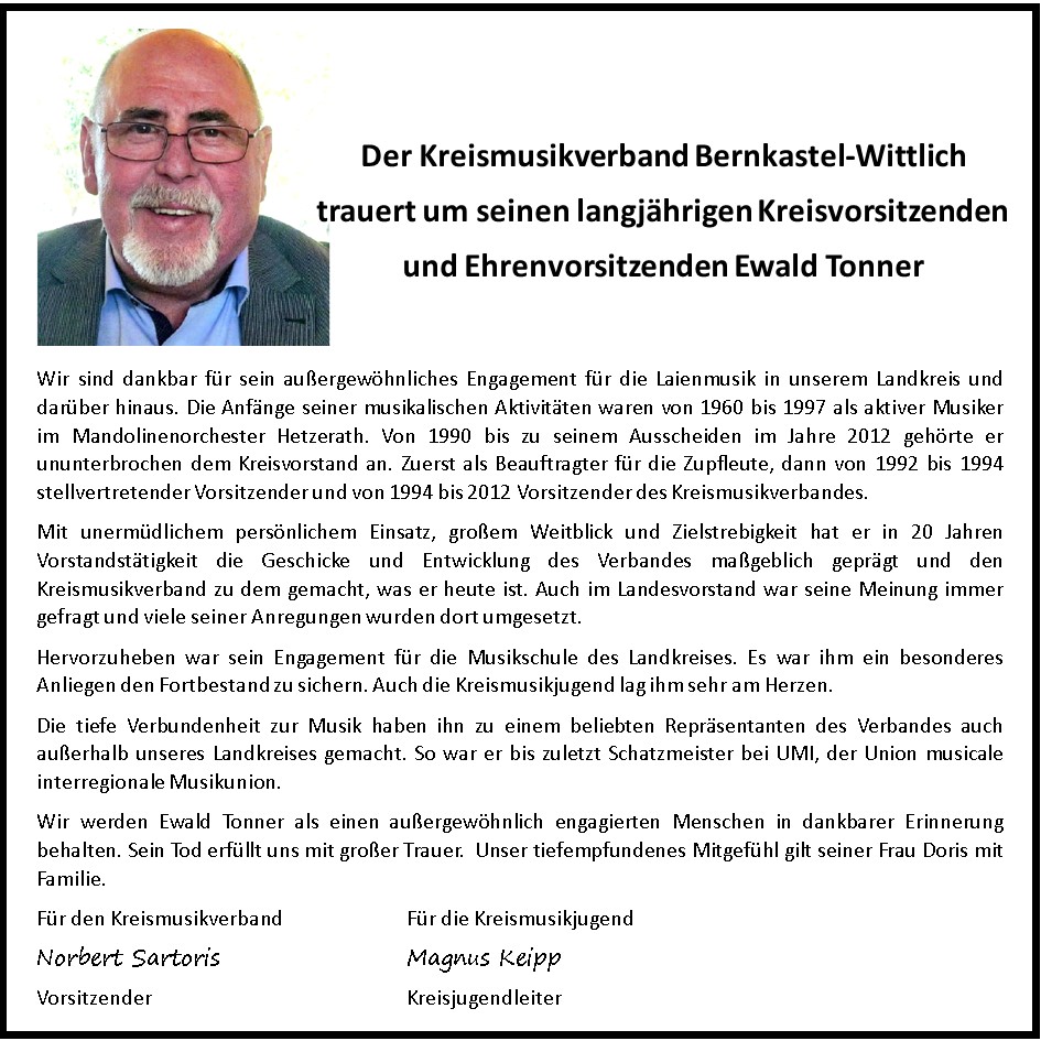 Trauer Ewald Tonner